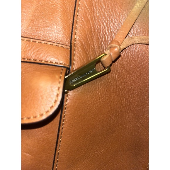 Rebecca Minkoff Leather Tote Handbag - Tan With Gold Hardware And Side Zippers - Picture 4 of 6